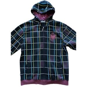 Nomis Full Zip Hoodie Sweatshirt Jacket Black Multicolor Snowboarding Heavy XL